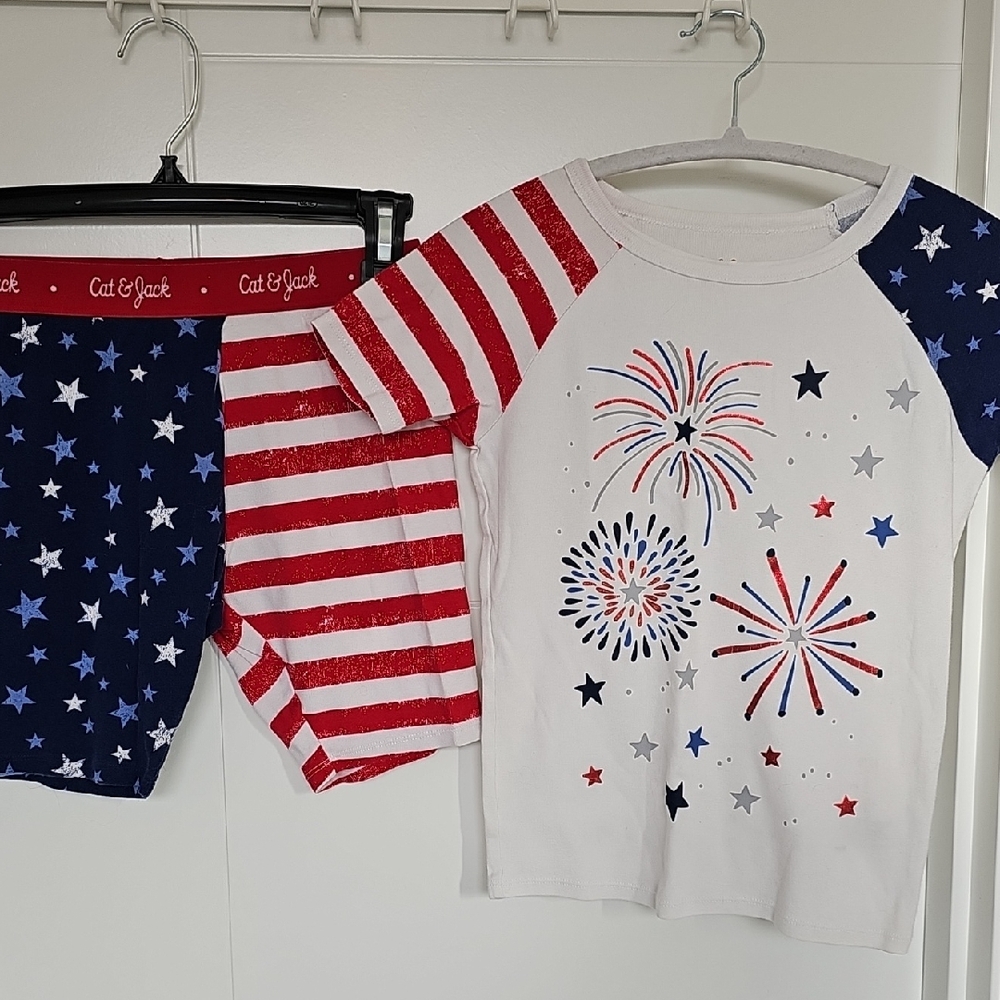 Cat & Jack Red, White, and Blue Pajama Set Sz 10